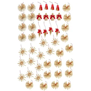 Wohnando Christbaumschmuck Weihnachtsanhänger Sterne Stroh, ideal für Geschenke + Weihnachtsbaum rot