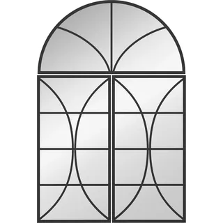 HOMCOM Wandspiegel Bogen 80 x 120 cm, 3-teiliges Set, dekorativer Fenster-Spiegel, bruchsicheres gehärtetes Glas, Metallrahmen, für Wohnzimmer, Schlafzimmer, Flur, Schwarz   Aosom