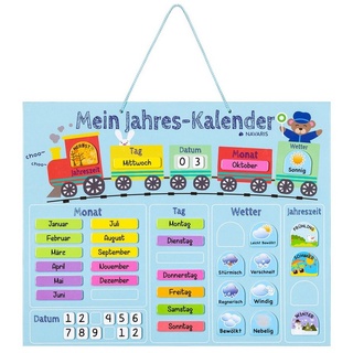 Navaris Magnettafel Kalender Tafel für Kinder - Jahreszeiten Uhr - magnetisch, (1-tlg) blau