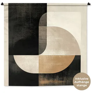 MuchoWow Wandteppich Modern - Quadratisch - Formen, Quadratisch, Höhe: 3 mm, Wandtuch, Wanddekoobjekt, 120x120 cm schwarz Quadratisch | 120 cm x 120 cm x 3 mm