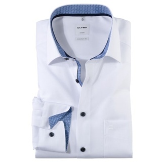 Businesshemd OLYMP "Luxor comfort fit" Gr. 45, N-Gr, weiß (weiß blau) Herren Hemden Langarm