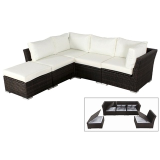 OUTFLEXX Loungemöbel-Set, braun marmoriert, Polyrattan, für 5 Personen, wasserfeste Kissenbox