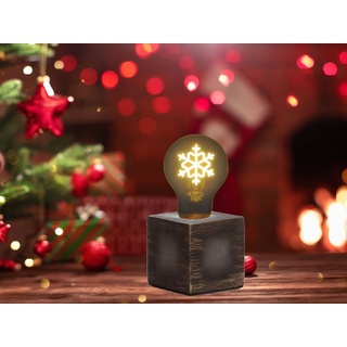 meineWunschleuchte LED Dekolicht, LED wechselbar, mit Glühbirne Schneeflocke Gold – ausgefallene Weihnachtsbeleuchtung grau Würfel - 9 cm x 19 cm x 9 cm