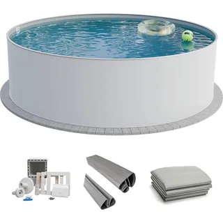 fresh-pool Profi Stahlwandpool Set rund 500 x 150 cm grau/weiß
