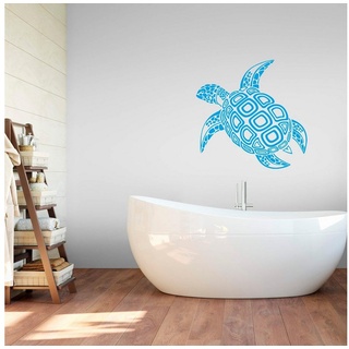 Wall-Art Wandtattoo Badezimmer Schildkröte, selbstklebend, entfernbar blau