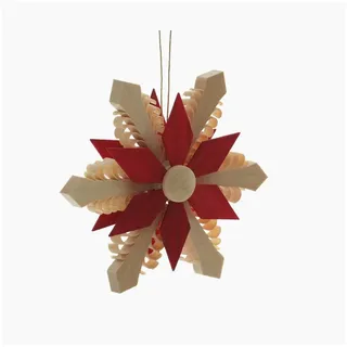 Christbaumschmuck Baumbehang mit Holzstern Rot (Beidseitig) BxHxT=9x9x1,5cm NEU rot
