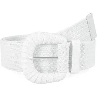 Tupenofif Gürtel Damen, Damengürtel Geflochten & Elastisch, Stroh Bast Rattan Flechtgürtel, Breit Weiß Boho Sommer Strand Urlaub, Taillen- & Hüftgürtel Accessoires
