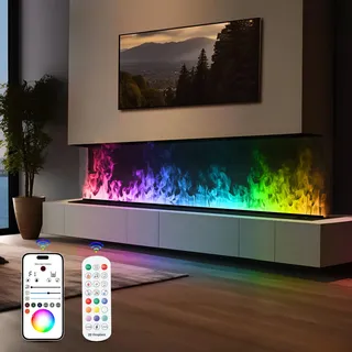 Wasserdampf-Kamin, 9-Farbiger Flamme elektrischer Kamin, 80cm Keine Wärme | TUYA App Control, Fernbedienung, Mehrfarbige Flamme, 3D Wasserdampfeffekt, Für Schlafzimmer, Heimdekor, Befeuchtung