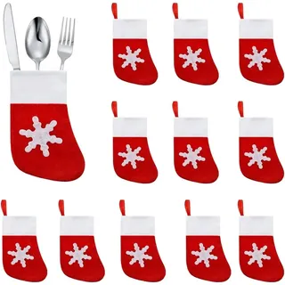 12-teilige Bestecktaschen Weihnachtsstrümpfe Filz Besteckhalter Weihnachten