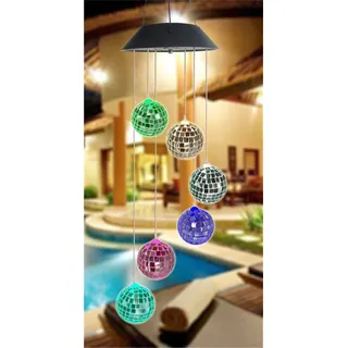 Solar Windspiel Outdoor LED Farbwechsel Solarleuchten Romantisches Dekor für Patio Garden Yard Home (Mosaic ball)