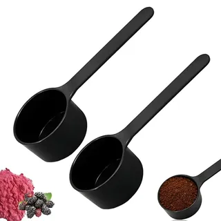 Kaffeepulverlöffel Schwarz, 2 Stück Kaffeelöffel Portionierer, Kaffeemesslöffel Kaffeelot Langlebiger für Messen von Kaffeebohnen Gemahlene Bohnen Tee Gewürze Zucker