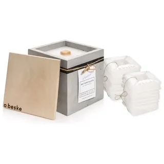 beske Outdoorkerze Betonfeuer® - Fuego mit Dauerdocht Kerzenfresser Tischfeuer (17x17x17), Wachsrecycling mit besonderem Ambiente und nachhaltigem Dauerdocht