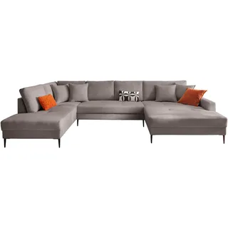 Wohnlandschaft TRENDS BY HG "Summer", grau (b801 zoom 21 ash), B:360cm H:86cm T:195,5cm, Sofas, Wohnlandschaft, U-Form, B: 360cm in Cord & Struktur