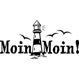 Wandtattoo: Moin Moin! - Gruß, Küste, Meer, Hamburg, Schriftzug, Leuchtturm //Farb- und Größenwahl, Wandaufkleber (Grau - 450 mm x 230 mm)