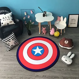 Lily&her Friends, runde Fußmatte, runder Teppich, Kinderklettermatratze, Dekokissen, Samt, Captain America, Diameter: 80cm