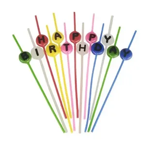 Papstar Spaghettikerzen-Set 16 cm farbig sortiert "Happy Birthday",