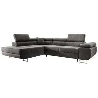 m-punkt Ecksofa Samt 3-Sitzer Grau