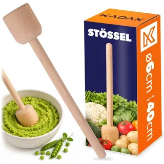 KADAX Krautstampfer aus Holz, 40 x 6 cm, Sauerkrautstampfer, Stampfer für Fermentieren von Sauerkraut, Kartoffelstampfer, Holzstößel, Handstampfer, Holzstampfer