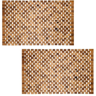 PANA eco Badematte Holz • Fußmatte 100% Akazienholz • Badvorleger Holz rutschfest • Holzmatte aus Echtholz • 1er und 2er Packs • Verschiedene Größen