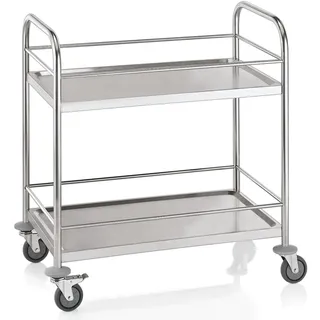 WAS Germany - Servierwagen mit Reling, 2 Borde, 85 x 53 x 95  cm, Edelstahl