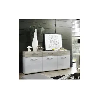 Sideboard Spirit weiß weiß Hochglanz Sandeiche Nachbildung B/H/T: ca. 175x85x44 cm - weiß