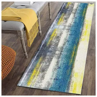 Siunwdiy Küche Vorzimmer Eingangsbereich Schlafzimmer Grau,Schlafzimmer Bettumrandung Küche Teppich Anpassbare Größe Modern Teppichläufer,Blau,80x150cm