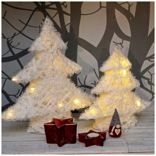 MARELIDA Dekobaum LED Tannenbaum mit Schnee 15 warmweiße LED H: 40cm Batteriebetrieb weiß