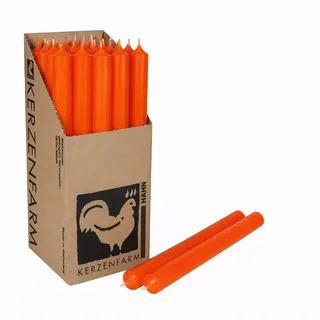 Extra lange Stabkerzen durchgefärbt 25cm (250x22mm) | RAL Tafelkerzen mit 12h+ Brenndauer | Ohne Tropfen & Rußen | Leuchterkerzen für Deko | Made in Germany (5, Orange)