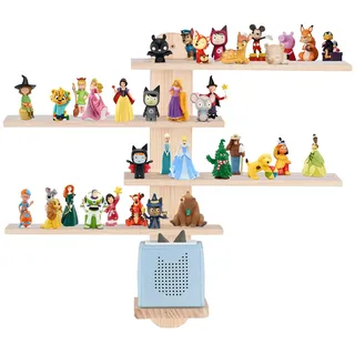 Todeco Tonie Regal aus Holz, magnetisches Wandregal für Tonies & Toniebox | Für 50–60 Tonies, kompatibel mit Toniebox-Ladestation, inkl. Wandmontageset, verstellbares Regal, für Kinderzimmer