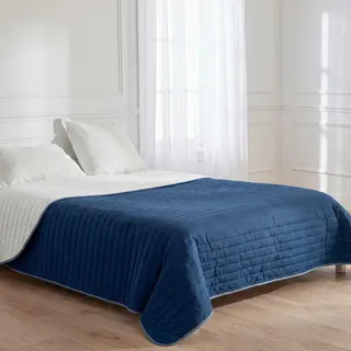 Happy Friday Tagesdecke, Dunkelblau, Textil, Grafikmuster, 240x260 cm, Oeko-Tex®, Schlaftextilien, Bettwäsche, Tagesdecken