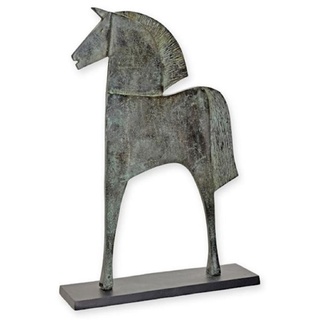 Casa Padrino Luxus Aluminium Deko Skulptur Pferd Antik Mintgrün / Schwarz 40,1 x 11 x H. 57,5 cm - Abstrakte Aluminium Deko Figur - Wohnzimmer Deko - Schreibtisch Deko