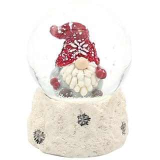 Schneekugel Weihnachtswichtel mit roter Mütze auf weißem Sockel, L/B/H/Ø Kugel 4,5 x 4,5 x 6,3 cm Ø 4,5 cm
