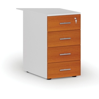 Büro-Schubladencontainer PRIMO WHITE, 4 Schubladen, weiß/Kirsche