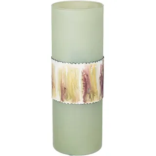GILDE Deko Vase groß Zylindervase aus Glas - Blumenvase Glasvase Tischvase Vase Deko Wohnzimmer - Farbe: Grün matt Höhe 35,5 cm