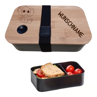 Druckerino - Personalisierte Brotdose - Lunchbox für Kinder - Robust und individuell - Brotdose mit Namen - Personalisierte Geschenke für Kinder (Elefant)