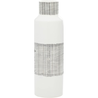 CosmoLiving by Cosmopolitan Keramikvase mit grau gestreiften Akzenten, 15,2 x 15,2 x 45,7 cm, Weiß