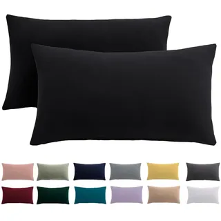 Beqnat Kissenbezug 40 x 80 2er Set, Kopfkissenbezug Schwarz | 100% Mikrofaser Kopfkissenbezug 40x80 mit Reißverschluss, Weich Kissenhülle Für Kissen, Bügelfrei & Knitterfrei, Waschbar