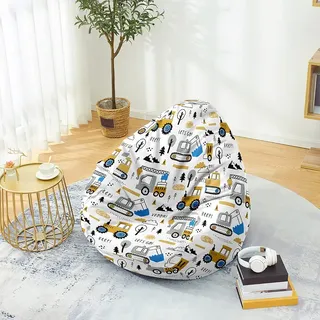 Odot Sitzsack, 3D Bagger Sitzsack Bezug, Sitzsack Bezug Ohne Füllung, Komfortabler Abnehmbarer Bean Bag, Outdoor Sitzsack für Indoor Outdoor Living Room Decor (XL,Weiß 1)