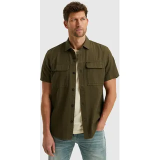 Kurzarmhemd PME LEGEND, Herren, Gr. XL, N-Gr, grün (beech), Web, Obermaterial: 100% Baumwolle, unifarben, casual, regular fit taillenbedeckt, Kurzarm gerader Abschluss, Hemden, mit Kent Kragen