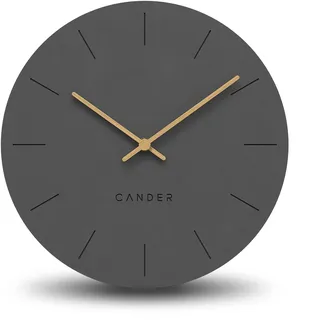 Cander Berlin MNU 2630 G Wanduhr MDF lautlos ohne Tickgeräusche 30 cm analog Wohnzimmer modern Vintage grau anthrazit Holzzeiger