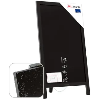 ALLboards Kundenstopper wasserfest, Schwarz Aufsteller mit Kreidefläche, einseitig 78×44 cm, Werbeaufsteller
