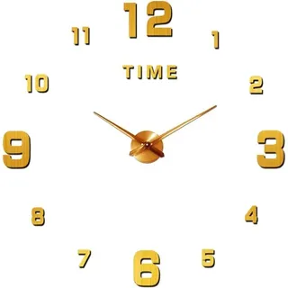 Große, Geräuschlose Wanduhr, Diy, Modernes 3d-wandtattoo, Heim- Und Bürodekoration, Geschenk (gold)