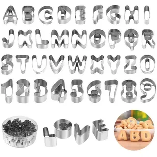 luxuskollektion 36 Ausstechformen Buchstaben Alphabet Edelstahl Aufbewahrungsbox