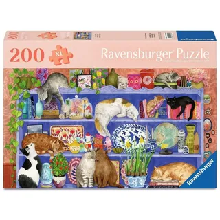 Ravensburger Puzzle - Katzen im Regal - Erwachsenenpuzzle mit 200 XL-Teilen und extra Bildvorlage