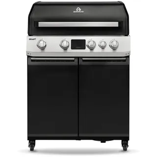 BURNHARD® Gasgrill 4-Brenner Modulargrill mit Gusseisen-Rosten & Türen – Edelstahl & Alu-Druckguss – Infrarot Heckbrenner – LED Display – 17,7 kW – erweiterbar – BBQ Grill - GRANT Base