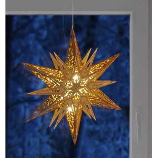 Haushalt International LED Stern Beleuchteter Weihnachtsdeko Stern aus Holz Weihnachtsbeleuchtung
