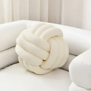 Weiches, Rundes Kissen In Kugelform – Handgefertigtes Knotenkissen – Kinderzimmerdekoration – Weicher Plüschstoff, 30 Cm