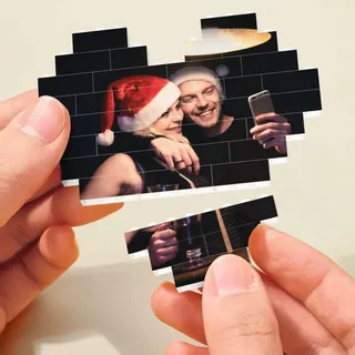 Personalisierte Bausteine mit Foto Puzzle, mit Bild Herz Quadrat Form Bausteine Sich Selbst Gestalten Benutzerdefiniertes Bild, ABS Kunststoff Individuelles Puzzle, Geschenk für Familie, Paar, Freunde