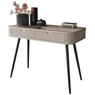 Compleo Schreibtisch mit 2 Schubladen CARLO, Elegante Schminktisch, Lamellen, Breite:103 cm beige