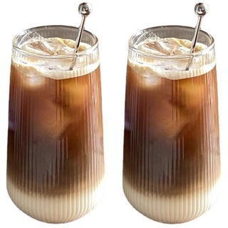 NSXIN Latte Macchiato Gläser Cappuccino Kaffeegläser 400ml 2er Set Teegläser Kristall Glas Eisbecher, Transparent, Hitzebeständig, Cocktail, Kaffee, Latte Macchiato,(Typ B /500ml,2 Stk)